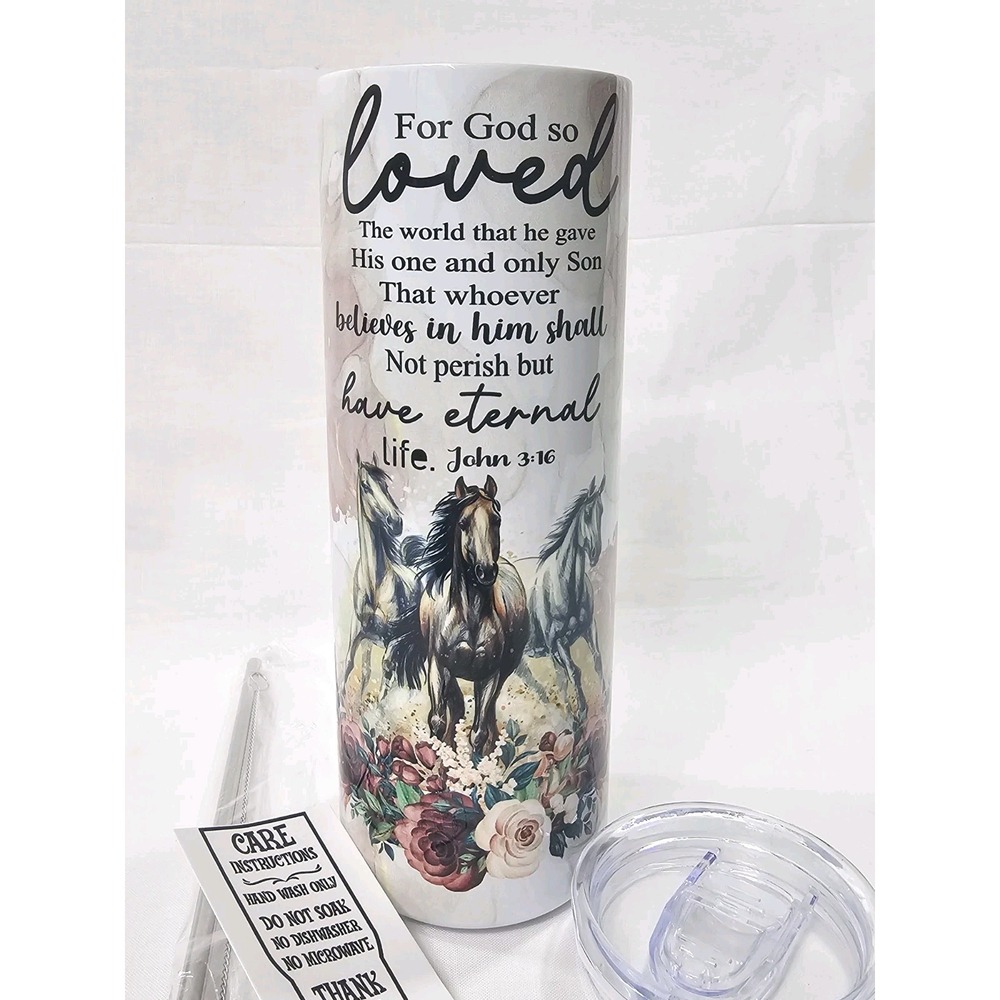 John 3:16 For God So Loved The World, Jesus 20oz Stainless Steel Skinny Tumbler